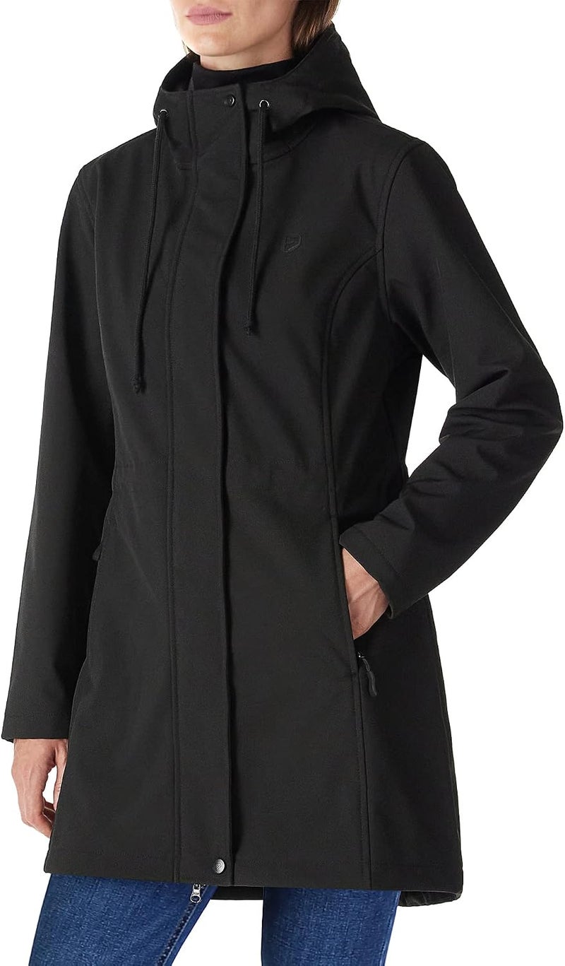 Outdoor Ventures Women's Lightweight Waterproof Fleece Lined Hooded Softshell Rain Jacket - Black, Size L - Image 1