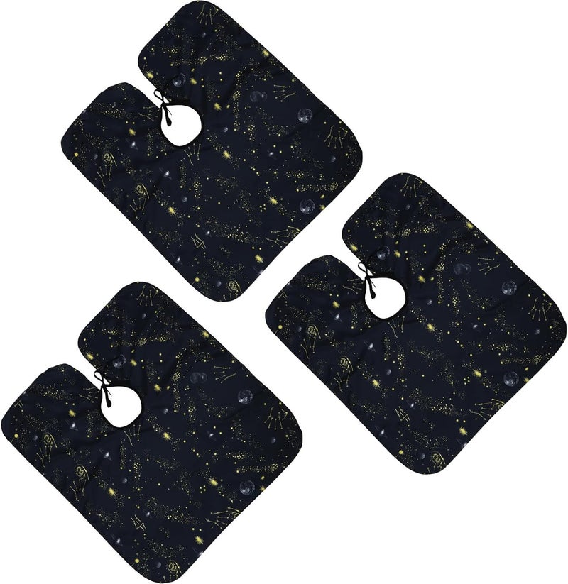 Cabilock 3pcs Hair Cutting Cape Set Waterproof Haircut Apron with Snap Closure for Barber Salon Use, Night Sky Pattern - Image 1