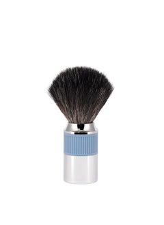 Muhle Neo Shaving Brush | Vegan Shave Brush For Shaving Soaps And Creams | Sustainable Eco-Friendly And Reusable |Exfoliating Shaving Brush | Chrome With Glacier Blue Silicone Grip Handle  - Image 1