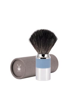 Muhle Neo Shaving Brush | Vegan Shave Brush For Shaving Soaps And Creams | Sustainable Eco-Friendly And Reusable |Exfoliating Shaving Brush | Chrome With Glacier Blue Silicone Grip Handle  - Image 3