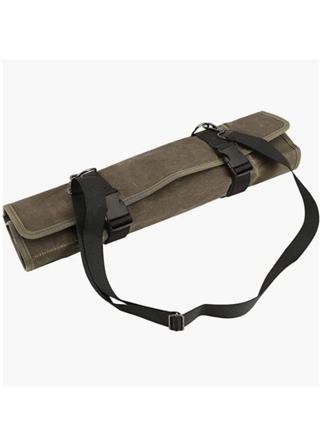 Chef’s Knife Roll Bag, Waxed Canvas Knife Cultery Carrier, Portable Chef Knife Cases, Knife Pouch Holders With 10 Slots Plus 1 Zipper Pockets Can Hold Home Kitchen Knife Tools(Green) - Image 4