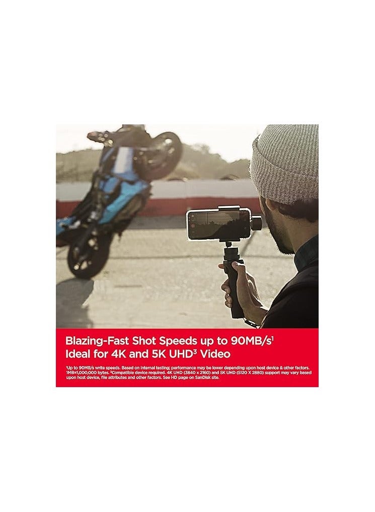 sandisk Extreme microSDXC card + SD adapter + RescuePRO Deluxe, up to 190MB/s, with A2 App Performance, UHS I, Class 10, U3, V30, Black - Image 3