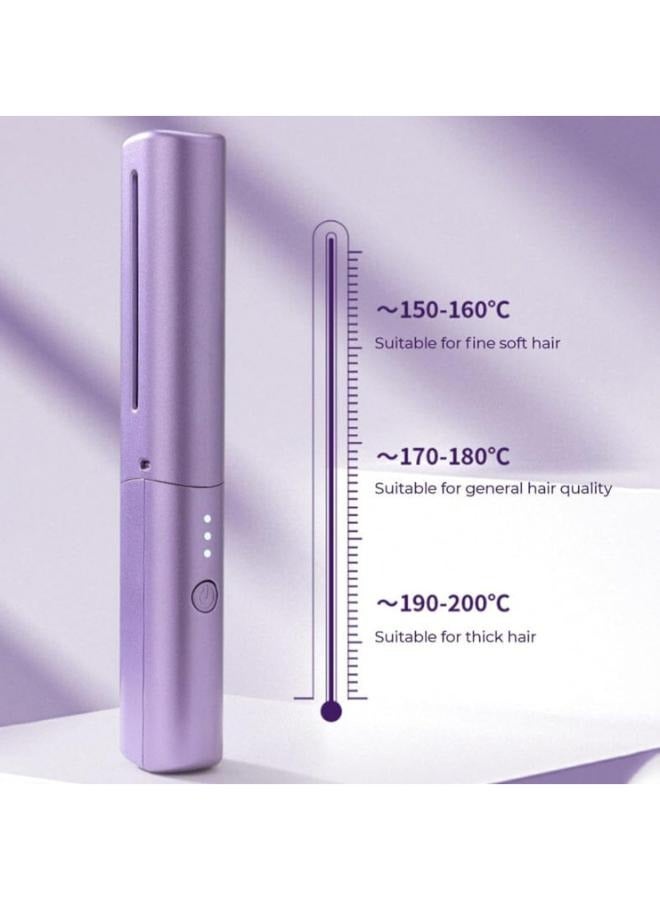 Loquat Mini Rechargeable Hair Straightener, USB Portable Cordless Flat Iron Hair Straightening Brush, 2 in 1 On-the-Go Hair Styling Hot Comb with Negative Ions - Image 2