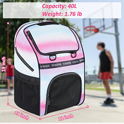 YOREPEK Basketball Bag, Large Basketball Backpack with Shoe Compartment and Ball Holder Sports Backpack for daughter son, Water Resistant for Sport Training Equipment Fits Volleyball Gym Pink - Image 2