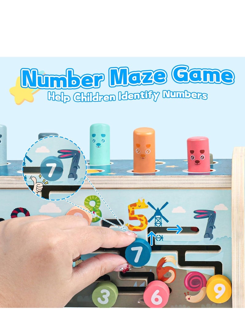 TFiOXL Montessori Wooden Hammering Toy for Kids 36 Months and Up, Early Development Toy with Hammering Bench, Xylophone, Number Sorting Maze, Birthday Gifts for - Image 3