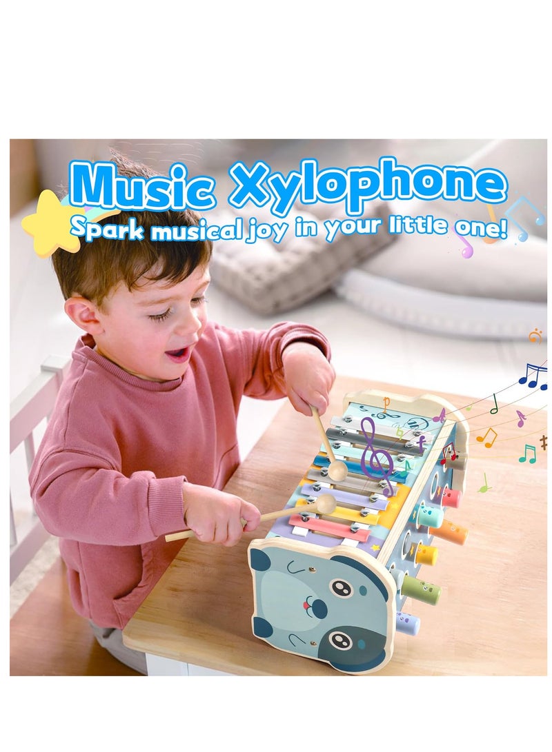 TFiOXL Montessori Wooden Hammering Toy for Kids 36 Months and Up, Early Development Toy with Hammering Bench, Xylophone, Number Sorting Maze, Birthday Gifts for - Image 4