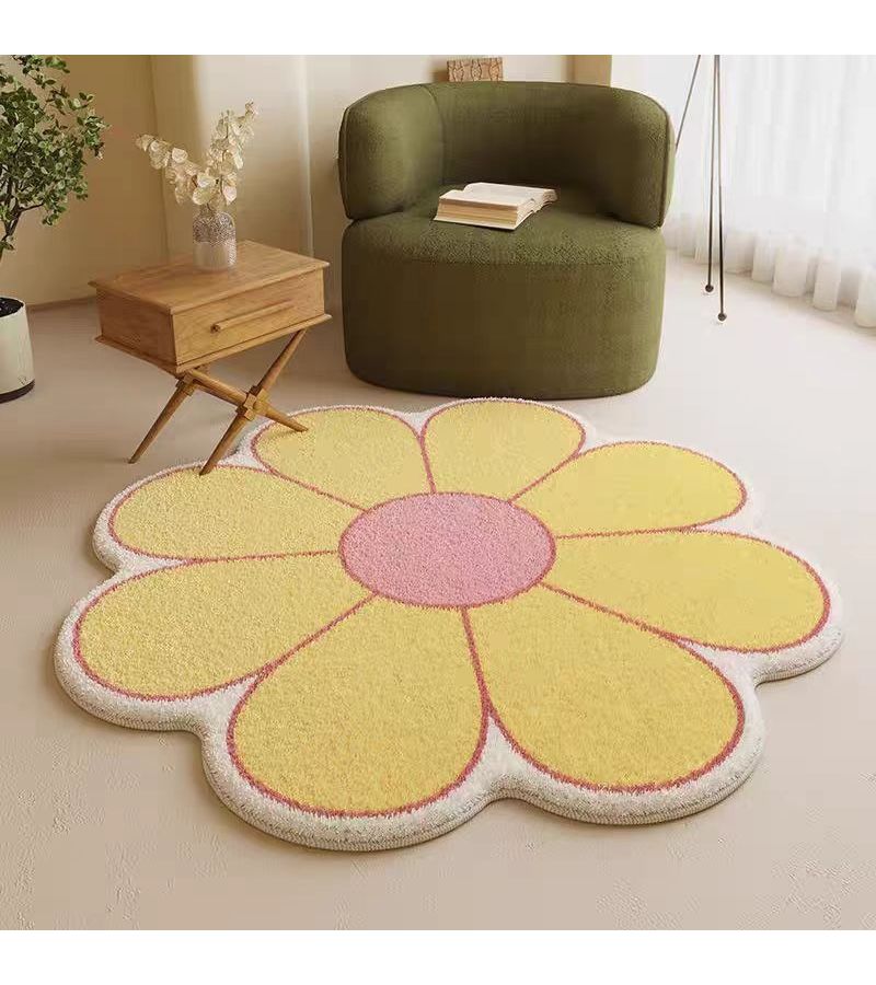 Non Slip Yellow Sunflower Cashmere Living Room Rug 62.99inch Decorative - Image 1