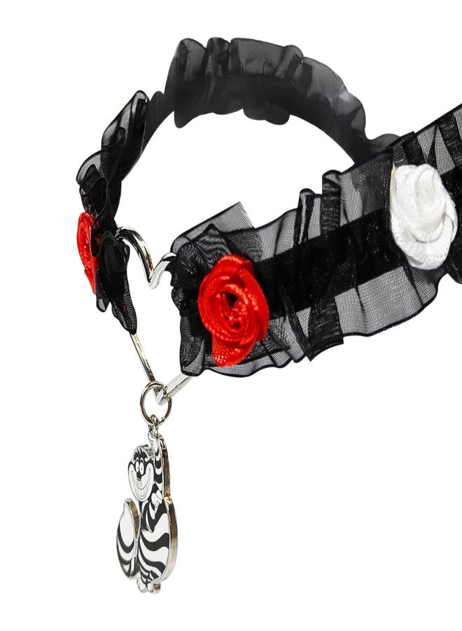 LUV HER Disney Alice in Wonderland Black Lace Choker Necklace with Roses & Heart Charm - Adjustable Jewelry for Women & Girls - Ideal for Cosplay & Themed Parties - Image 4