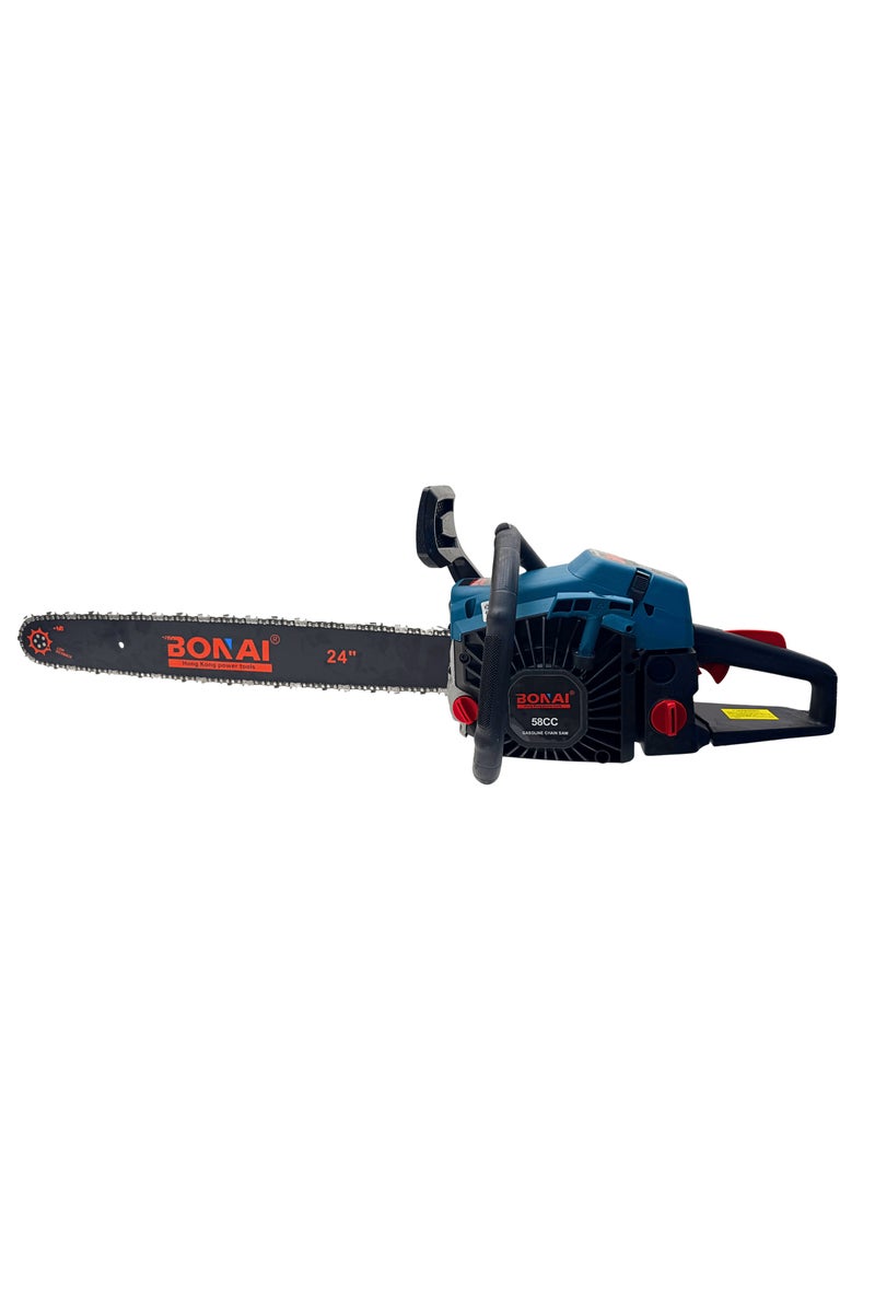 BONAI BN-HK67-24 58cc Gas Powered Chainsaw – 24” Bar, 2-Stroke Petrol Engine, 2.4kW Heavy Duty Wood Cutter for Tree Felling, Logging, Garden, and Outdoor Work - Image 3