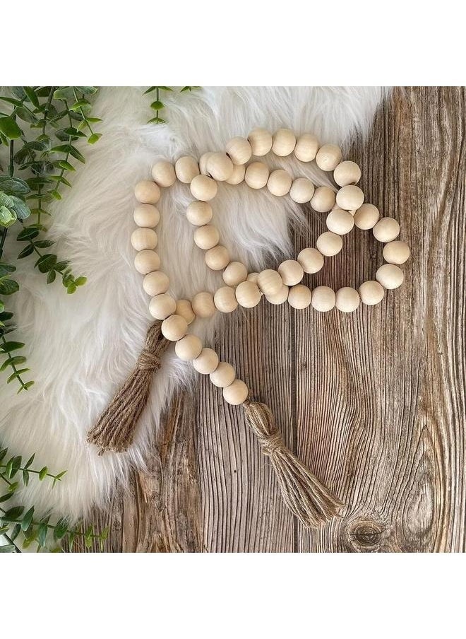 yongsheng Wooden Beaded Garland With Tassel Rustic Look Beige/Brown-148cm Wood Bead Garland with Tassels Rustic Country Decor Prayer Boho Beads Big Wall Hanging Decor  - Image 5