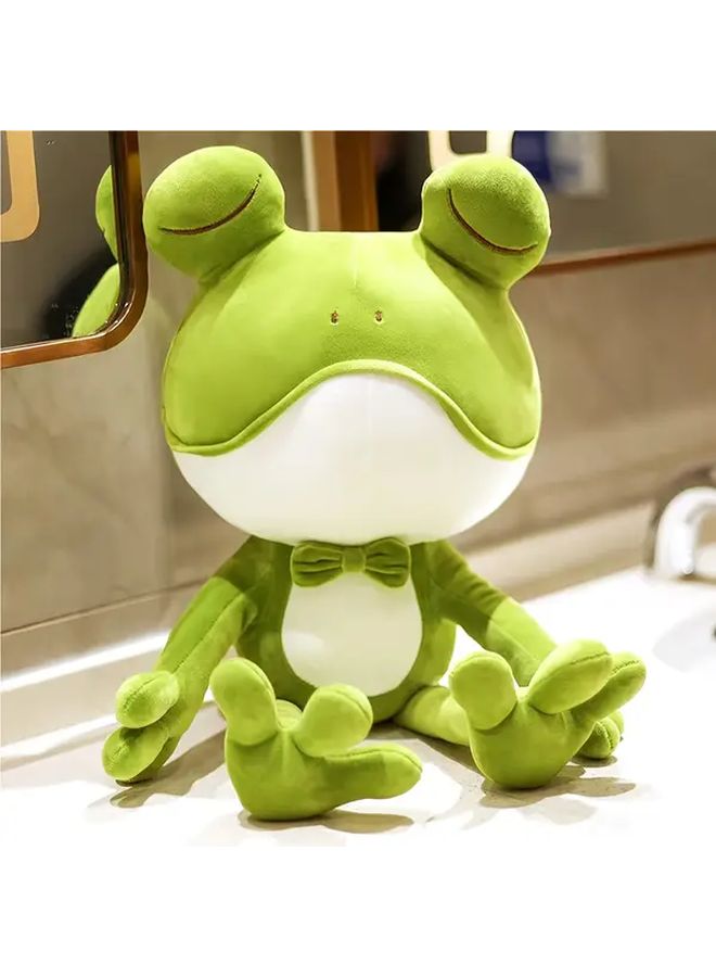 Green Frog Plush Toy With Bow Tie Soft Stuffed Animal For Birthday Gift - Image 5