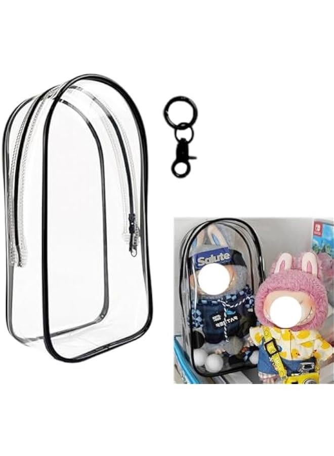 Protective Cover for LABUBU Plush Figure Doll, Plastic Protective Cover for LABUBU The Monsters Figure Keychain, Storage Transparent PVC Keychain Model Walking Display Bag for Fan Collection (A2)  - Image 1