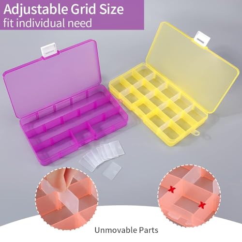 Opret 15 Girds SMALL Jewelry Organizer Earring Storage(4 Pack), Bead Organizer Box, Plastic Container with Adjustable Dividers for Crafts Jewelry Screws Fishing Tackles Small Items, Size 6.9×3.9×0.9in - Image 4