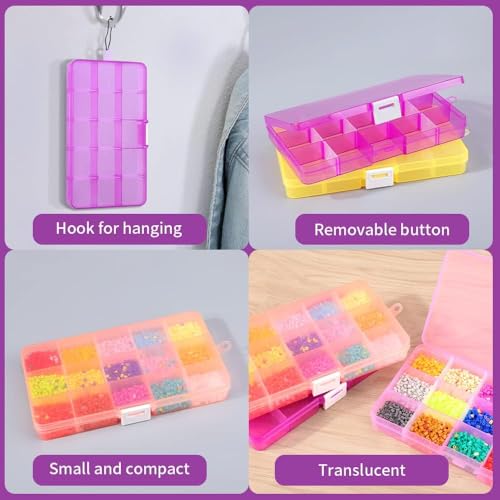 Opret 15 Girds SMALL Jewelry Organizer Earring Storage(4 Pack), Bead Organizer Box, Plastic Container with Adjustable Dividers for Crafts Jewelry Screws Fishing Tackles Small Items, Size 6.9×3.9×0.9in - Image 5