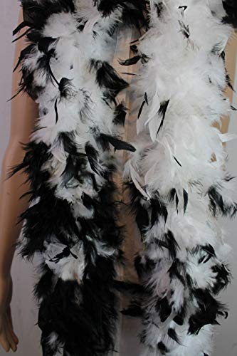 Flydreamfeathers 100 Gram 2 Yard Long Chandelle Feather Boa over 10 Colors, Great for Party, Wedding, Costume (White w/Black) - Image 5
