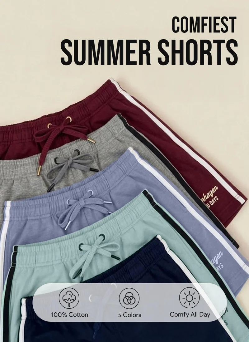 NOBERO Gray Mist Nobero Copenhagen Shorts | Men’s Shorts | Regular Fit | 260 GSM 100% Cotton Terry | Breathable Comfort for Daily Wear | Elasticated Drawstring Waist + Side & Welt Pockets | Available in 5 Colours for Men | Best Price UAE