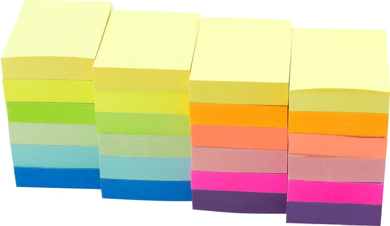 4A Sticky Notes,1 1/2 x 2 Inches,Small Size,The Adhesive On Shorter Side,Neon Assorted,Self-Stick Notes,100 Sheets/Pad,24 Pads/Box,4A 301x24 - Image 3