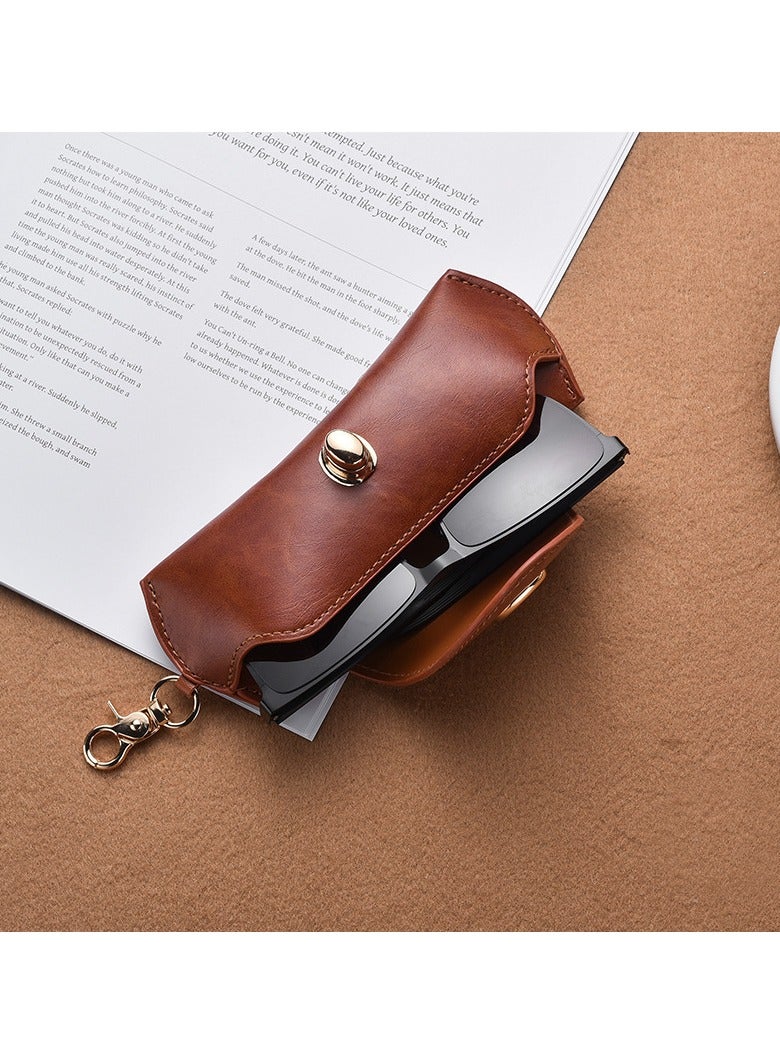 New Style Glasses Bag Men And Women With Tower Buckle Leather Glasses Bag Business Glasses Case Brown - Image 2