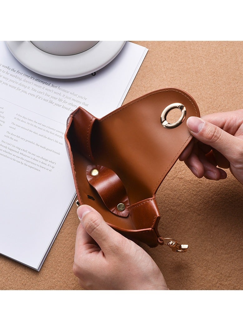 New Style Glasses Bag Men And Women With Tower Buckle Leather Glasses Bag Business Glasses Case Brown - Image 5