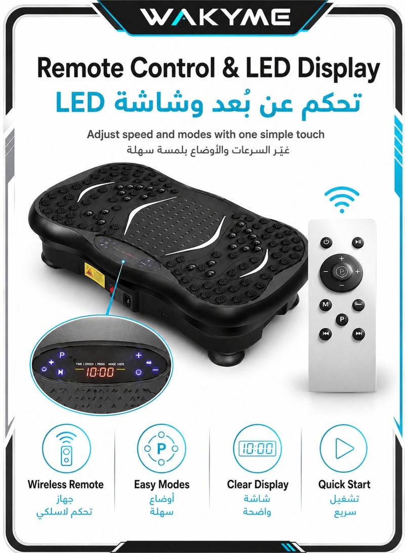WAKYME Vibration Plate Exercise Machine, Full Body Shaker Workout Platform with Lymphatic Drainage Massage, Oscillating Vibrating Fitness Board for Weight Loss and Fat Burn, Home Gym Equipment for Women and Men – Muscle Toning and Cellulite Reduction Shake Machine - Image 5