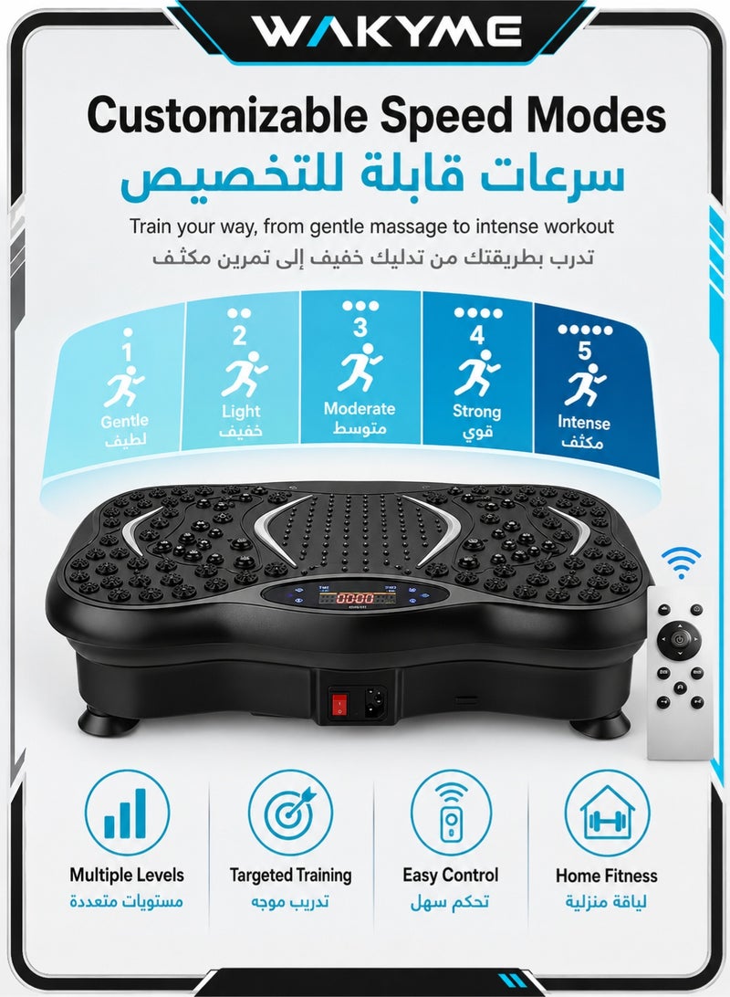 WAKYME Vibration Plate Exercise Machine, Full Body Shaker Workout Platform with Lymphatic Drainage Massage, Oscillating Vibrating Fitness Board for Weight Loss and Fat Burn, Home Gym Equipment for Women and Men – Muscle Toning and Cellulite Reduction Shake Machine - Image 2