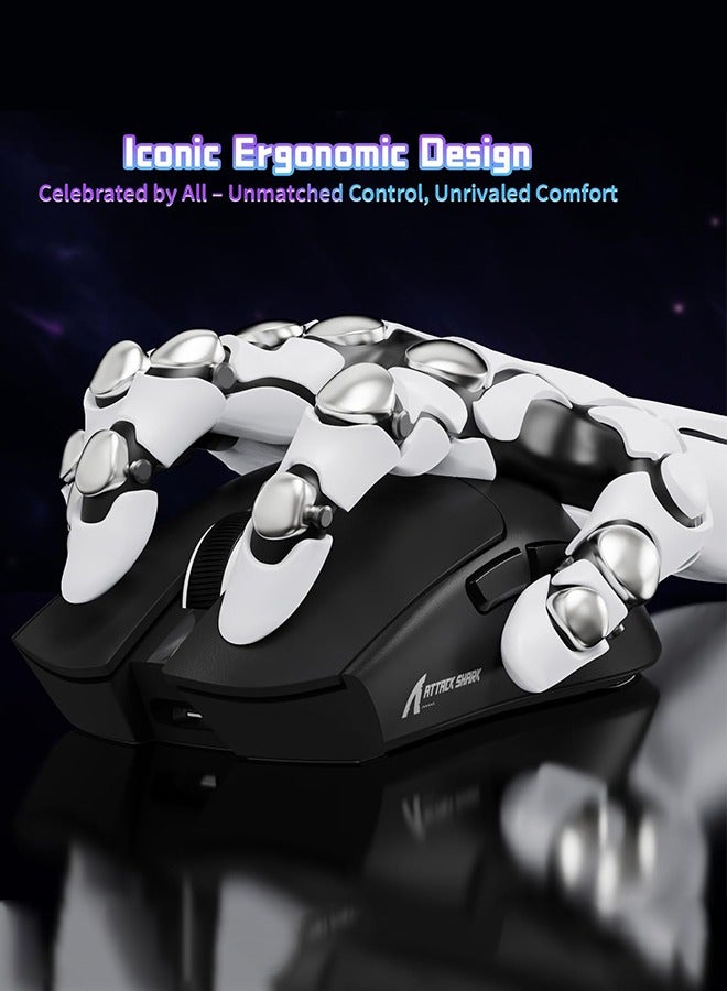 هجوم القرش ماوس ألعاب لاسلكي خفيف الوزن X11SE، ماوس ألعاب لاسلكي/سلكي ثلاثي الوضع 59 جرام، مستشعر ألعاب PixArt PAW3311، دقة 22000 نقطة في البوصة، فأرة مكتب لأجهزة الكمبيوتر/Xbox/Win/Mac (أسود) - Image 4