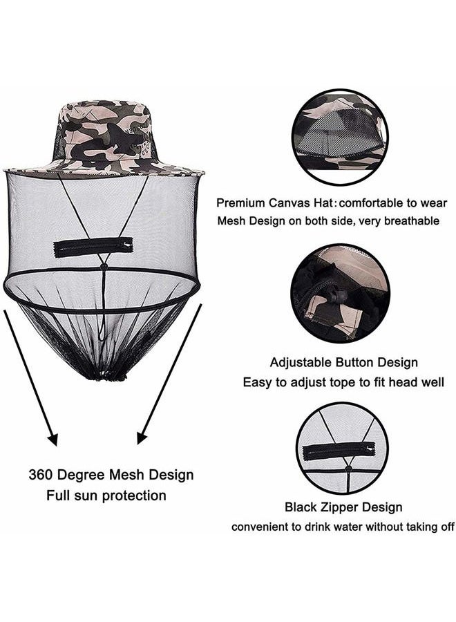 VIPITH 2 Pack Mosquito Head Net Hat, Sun Hat Bucket Hat with Hidden Net Mesh Mask for Outdoor Lover Fishing Hiking Gardening Beekeeping Men or Women - Image 3