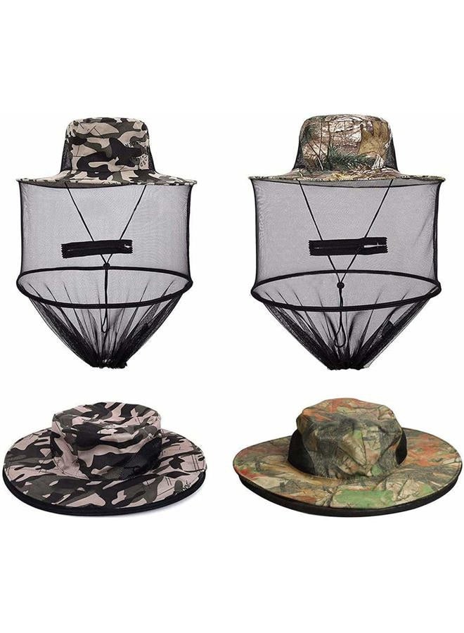 VIPITH 2 Pack Mosquito Head Net Hat, Sun Hat Bucket Hat with Hidden Net Mesh Mask for Outdoor Lover Fishing Hiking Gardening Beekeeping Men or Women - Image 1
