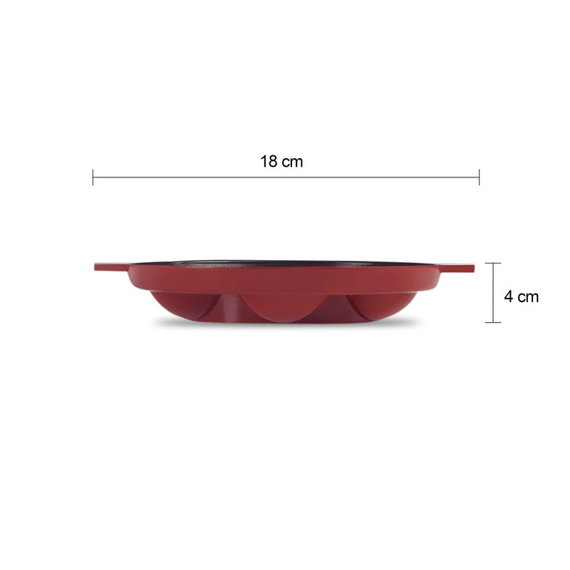 Peher Aluminium Paniarakkal/Appam Patra 7 Cavity Appam, Red - Image 4