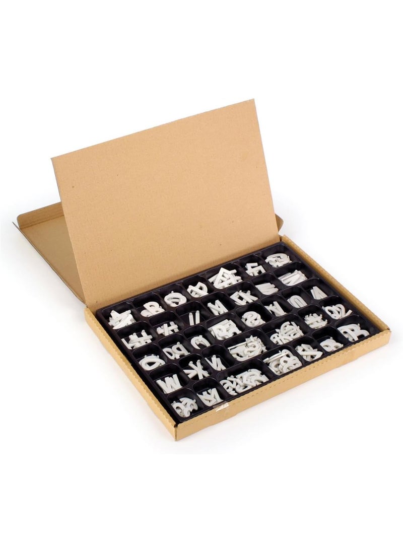 Displays2go Letter Set 112 High White Plastic Character Kit  Changeable Message Board Accessory Includes a Corrugated Box with Molded Tray  - Image 1