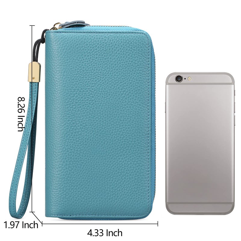 SENDEFN Leather Women Wallet RFID Blocking Zipper Around Phone Holder Clutch Wristlet Large Capacity - Image 5
