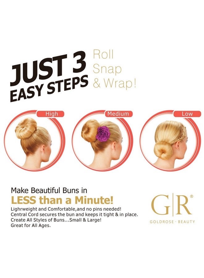 Goldrose Buns 2 Pieces Magic Hair Styling Styler Twist Ring Former Shaper Doughnut Donut Chignon Bun Maker Clip Hair Curler Accessory Small & Large (Brown)