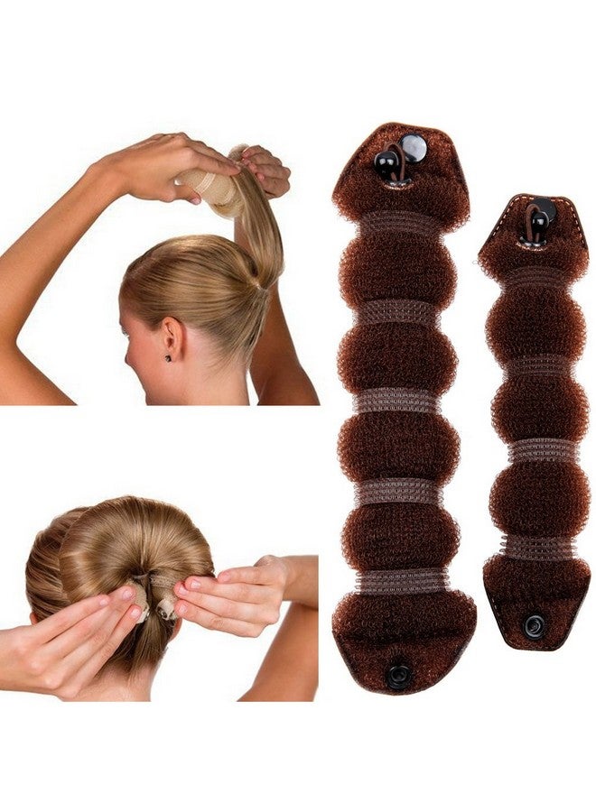 Goldrose Buns 2 Pieces Magic Hair Styling Styler Twist Ring Former Shaper Doughnut Donut Chignon Bun Maker Clip Hair Curler Accessory Small & Large (Brown)
