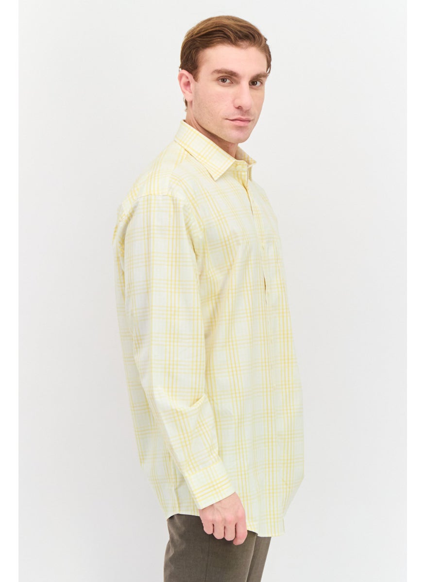 Men Regular Checkered Long Sleeve Casual Shirt, Light Yellow - pzsku/Z3C3AAB627843E9E89465Z/45/_/1737642041/1ca5d2f8-5b80-4953-974d-be5a348ab64f