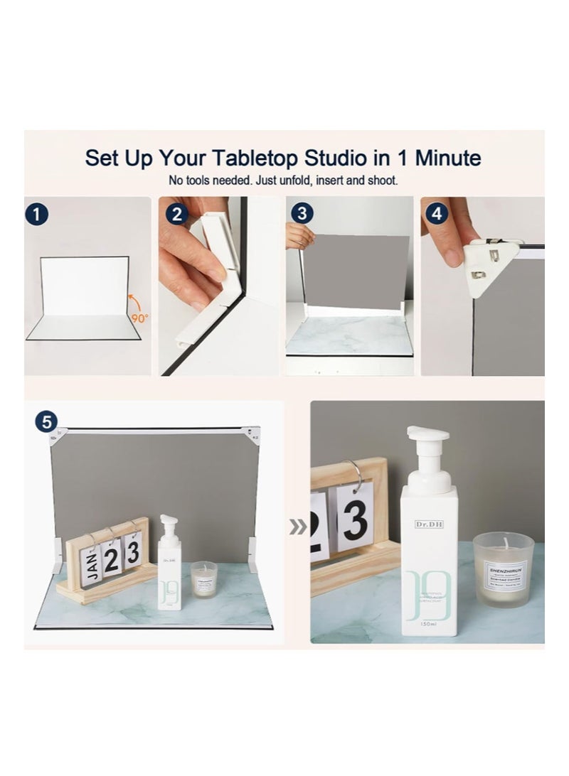 EZdenK 42*29cm Photo Backdrop for Product Photography， Tabletop Photo Backdrop Kit ，7 Double-Sided Backgrounds, 14Patterns ，1-Min Setup for Food Photography & Small Products(Style E) - Image 3
