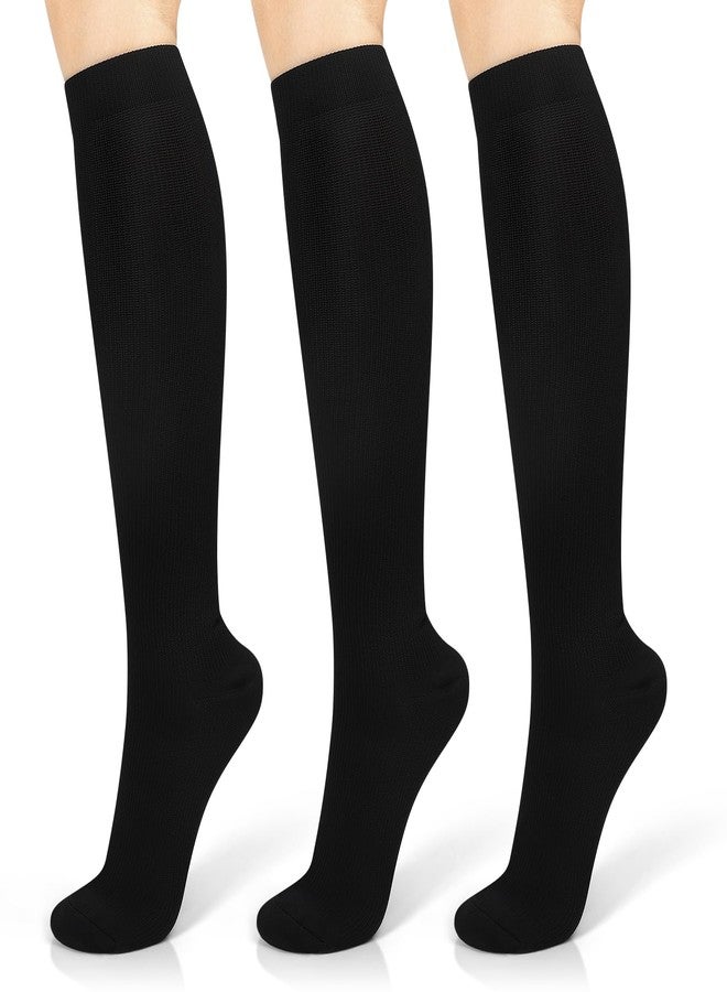 Meliya 3-Pairs Compression Socks for Women Men (15-20 mmHg), Compression Stocking for Swelling, Nurse, Flight (Black, XX-Large) - Image 1