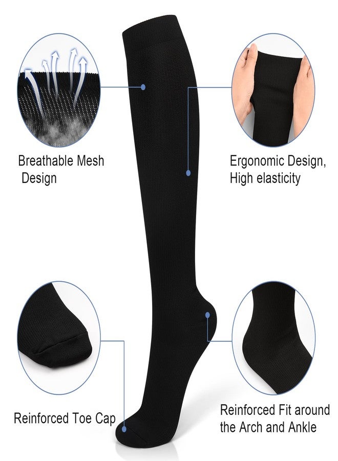 Meliya 3-Pairs Compression Socks for Women Men (15-20 mmHg), Compression Stocking for Swelling, Nurse, Flight (Black, XX-Large) - Image 2