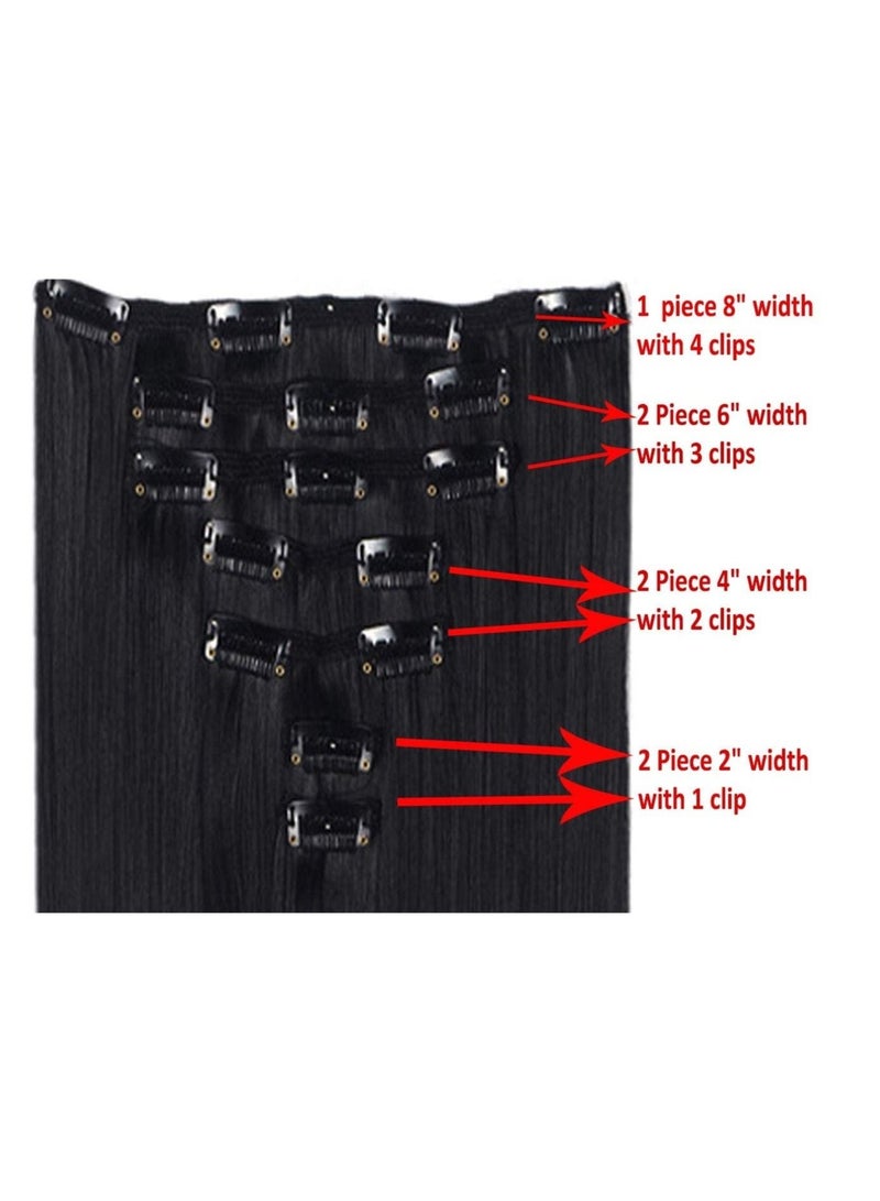 Estelle 7 Pcs 16 Clips 23-24 Inch Thick Curly Straight Full Head Clip in on Double Weft Hair Extensions Medium Brown - Image 4
