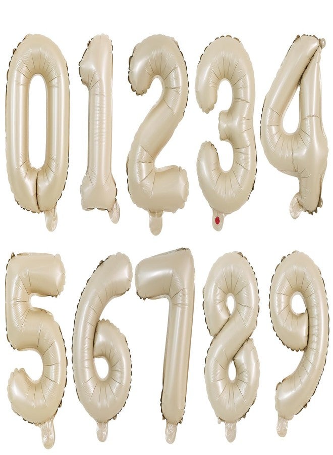 TONIFUL Number Balloons 16 Inch Caramel 0-9 Number Mylar Foil Balloons 10 Pcs Custom digitalal Balloons for Birthday Party Engagement Graduations Anniversary Baby Shower Decorations Party Supplies - Image 1
