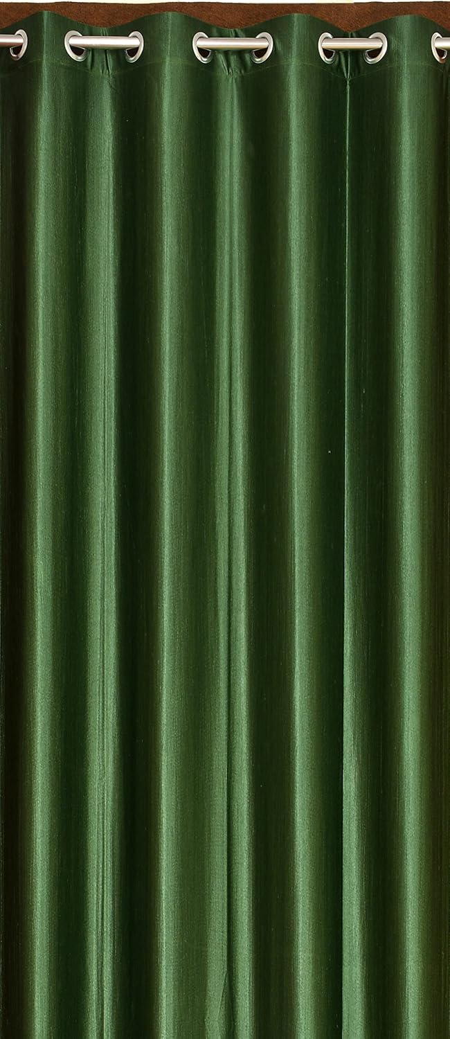 Yarnis Yarnis Polyester Floral Printed and Plain Window Door Eyelet Curtains for Living Room Bedroom Home Dcor Dark Green Cream 4 X 7 Feet Combo of 4 Pcs - Image 3