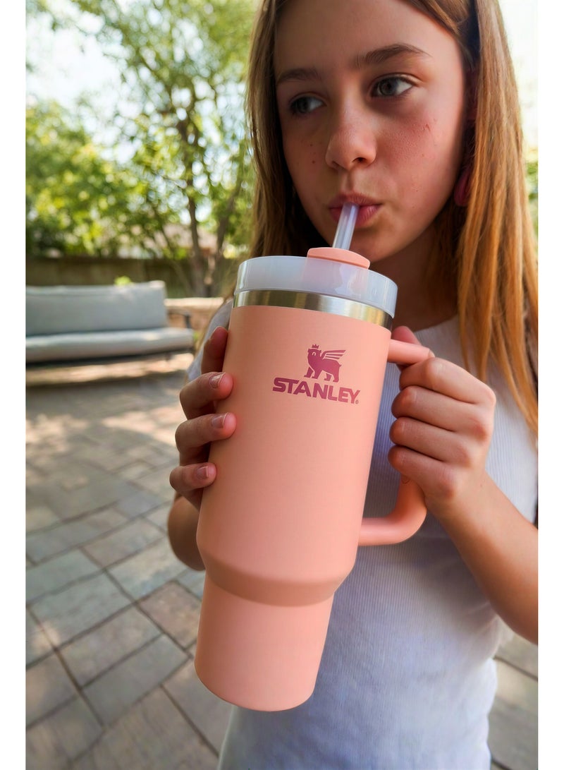 Stanley 1200ml Stainless Steel Vacuum Insulated Tumbler with Handle and Straw – Large Capacity Travel Mug for Hot & Cold Drinks – Leak Resistant Lid – Fits Car Cup Holder – Ideal for Gym, Office, and Travel - Image 1