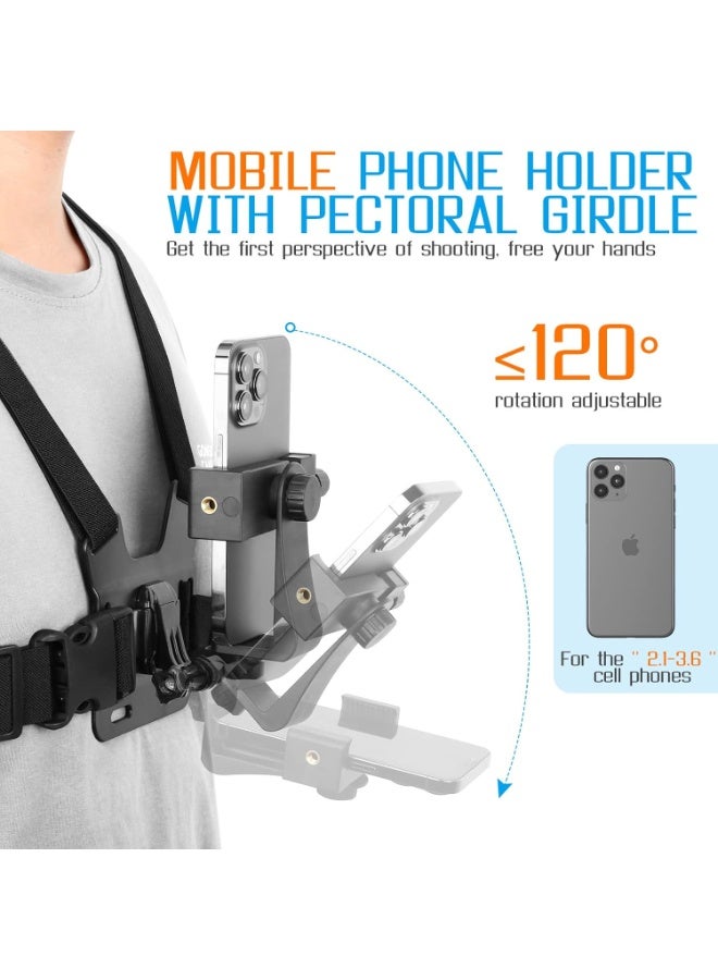 Mobile Phone Chest Mount Harness Strap Holder,Cell Phone Clip Action Camera for POV/VLOG - Image 1