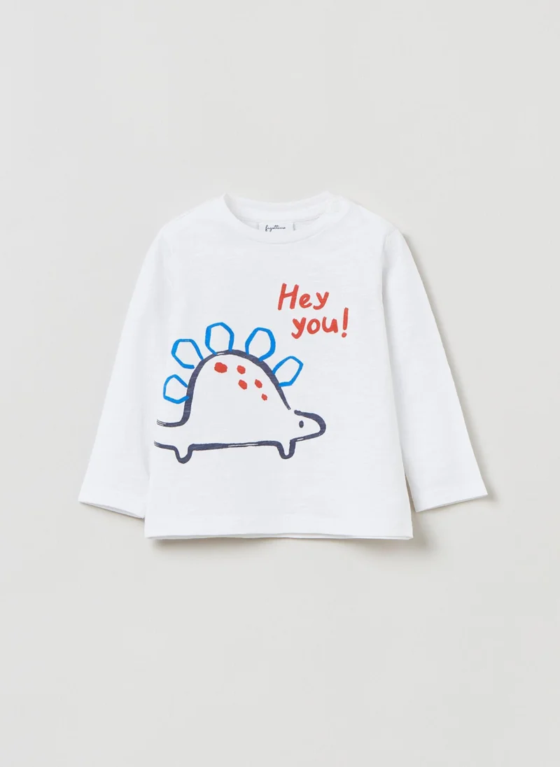 Ovs Ovs Fagottino T-Shirt With Dinosaur Print And Long Sleeves