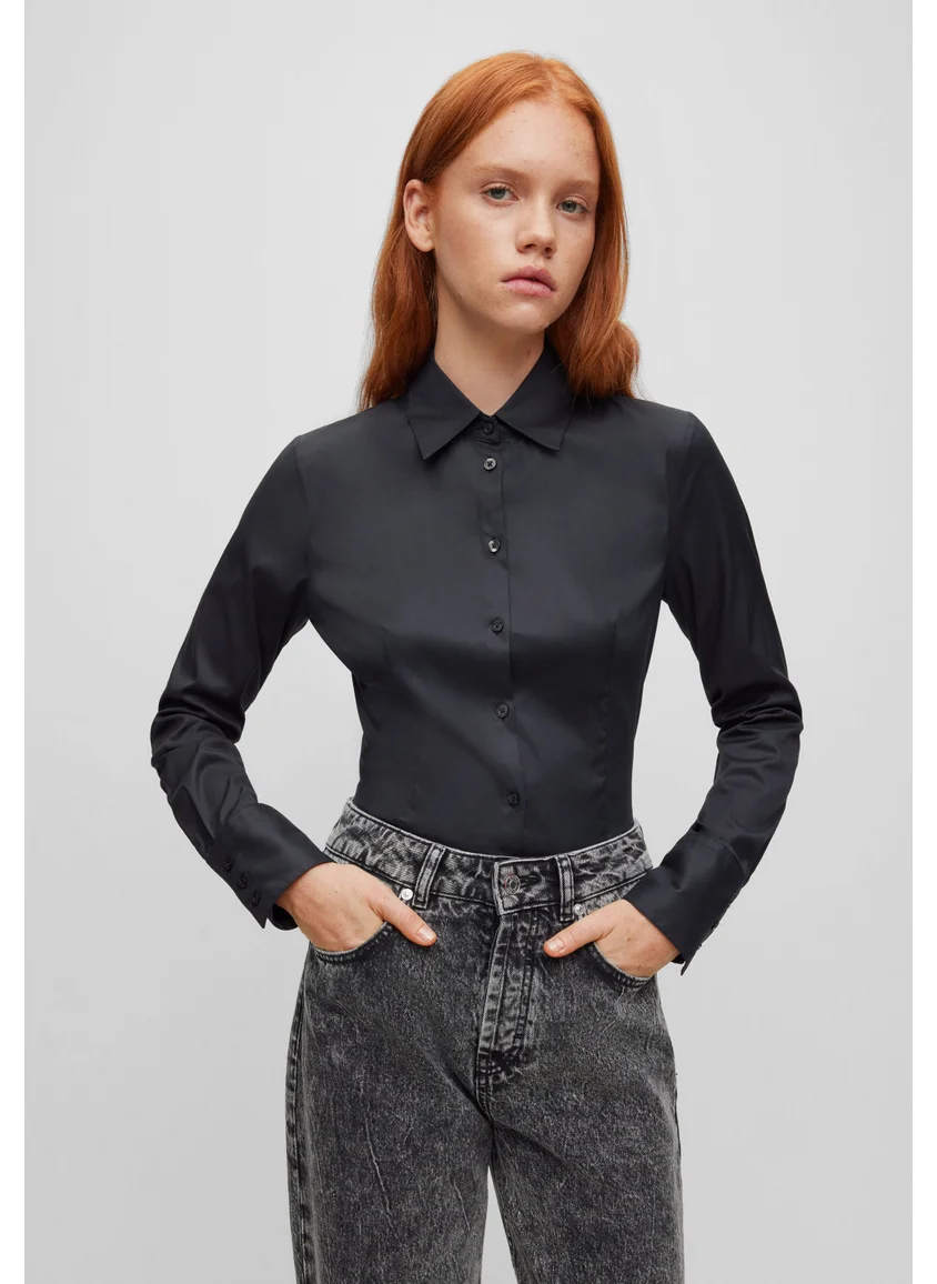 HUGO Slim-fit blouse in easy-iron poplin