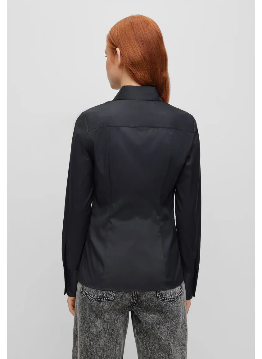 HUGO Slim-fit blouse in easy-iron poplin