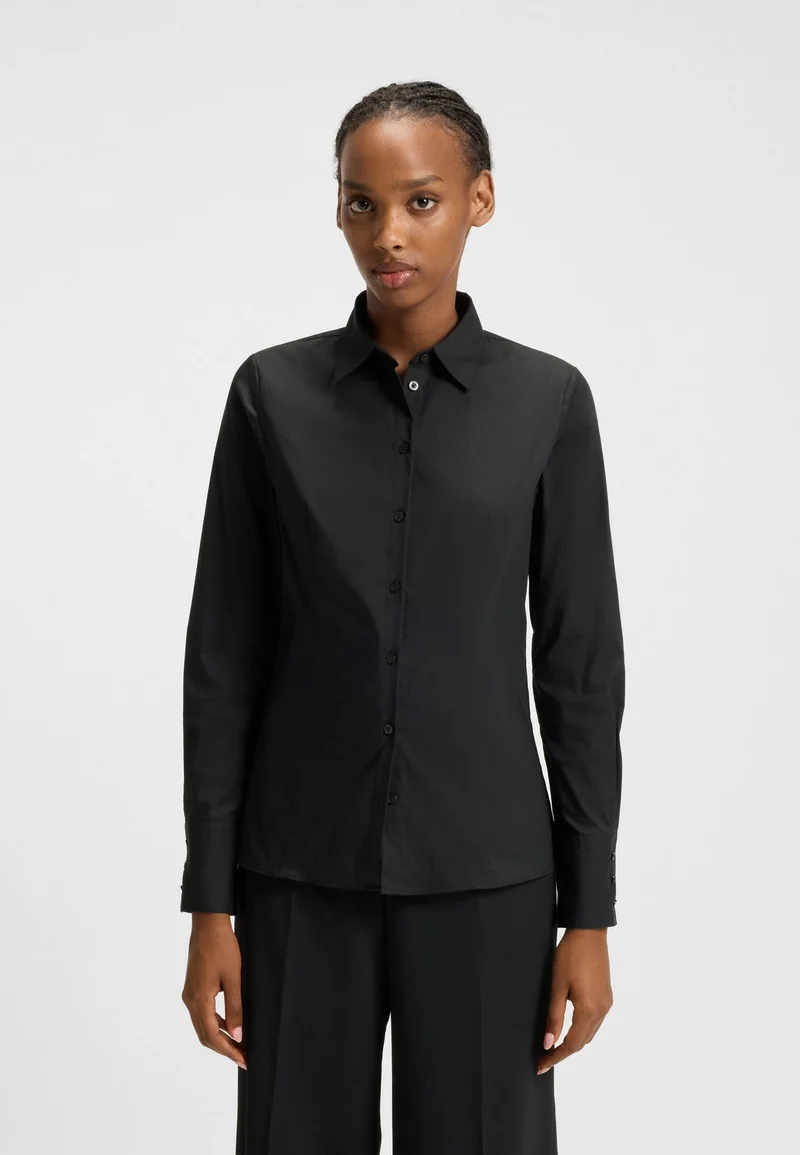 HUGO Slim-fit blouse in easy-iron poplin