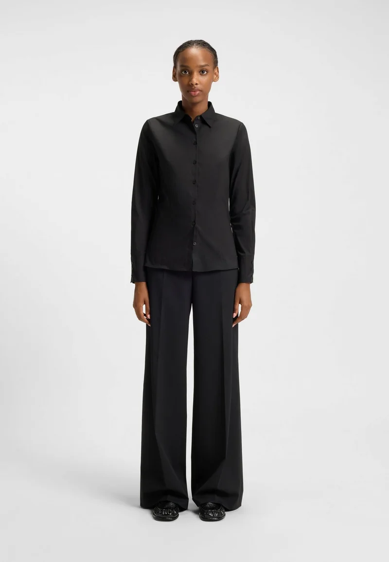 HUGO Black Slim-fit blouse in easy-iron poplin for Women | Best Price UAE