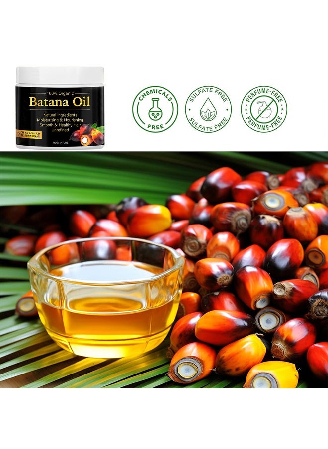 Organic & Botanic - 100% Natural Batana Oil For Hair Growth By Organic, Unrefined Batana Oil For Visibly Thicker And Stronger Hair, Prevent Hair Loss, Repairs Damaged Hair, Leaves Hair Smoother,  3.4OZ/100ML - Image 1