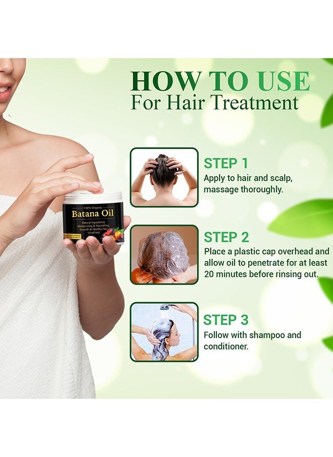 Organic & Botanic - 100% Natural Batana Oil For Hair Growth By Organic, Unrefined Batana Oil For Visibly Thicker And Stronger Hair, Prevent Hair Loss, Repairs Damaged Hair, Leaves Hair Smoother,  3.4OZ/100ML - Image 1