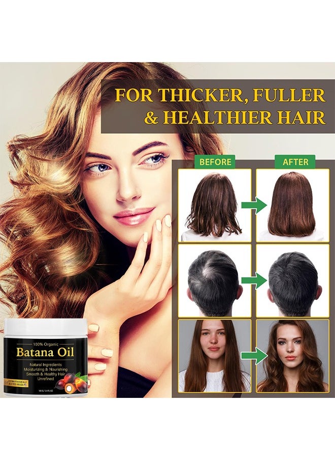 Organic & Botanic - 100% Natural Batana Oil For Hair Growth By Organic, Unrefined Batana Oil For Visibly Thicker And Stronger Hair, Prevent Hair Loss, Repairs Damaged Hair, Leaves Hair Smoother,  3.4OZ/100ML - Image 1